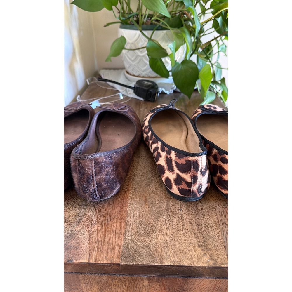 Old Navy Ballet Flats Womens 8 Brown Leopard Print Bundle 2 Pairs Bow Accents - Picture 8 of 15